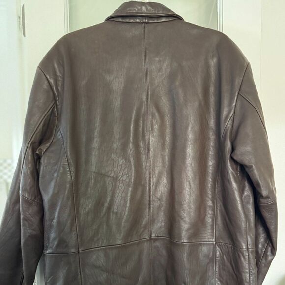 Vintage Genuine Leather Coat Oversized Unisex Fit - Picture 2 of 10
